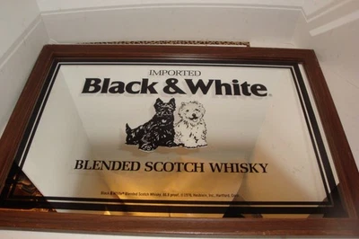 Vintage 1976  Black And White Scotch Whiskey scottie dog bar mirror - Image 1 of 4