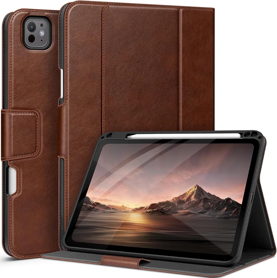 PU Leather Folio Smart Case Cover Stand for iPad Pro 11” 2024/2025 M4/M5 - Brown - Image 1 of 4