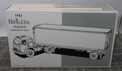 First Gear 1953 White 3000 Atlas Van Lines Semi & Trailer 1:34 19-1874 Novo Na Caixa - Imagem 1 de 4