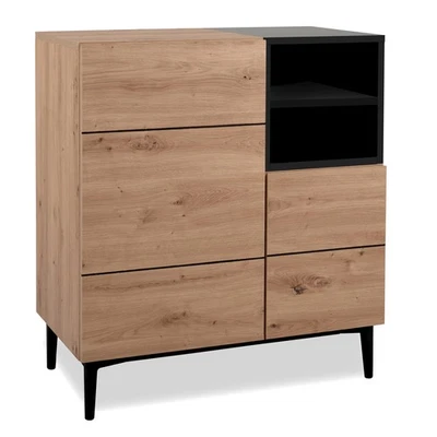 Kommode Holz Schwarz Sidebord Schrank Anrichte Mehrzweckschrank Homestyle4u - Bild 1 von 4