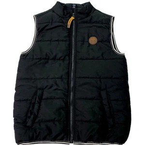 Timberland Boys Sz 6 Black Logo Puffer Vest Winter Full Zip Sleeveless Jacket - Picture 1 of 8