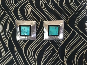 Sterling Silber Türkis Ohrringe Vintage Clip-On - Bild 1 von 2