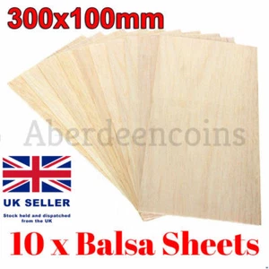 10x Balsa Wooden Plate 300 x 100 x 1mm Wood Sheet Model DIY House Ship Aircraft - Picture 1 of 1