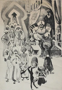Vintage original art print with oriental scene - Picture 1 of 10