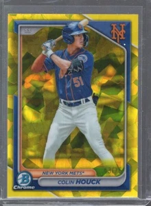 2023 Bowman Draft Colin Houck Chrome Yellow Refractor 1st Prospect RC /75 Mets - Picture 1 of 2
