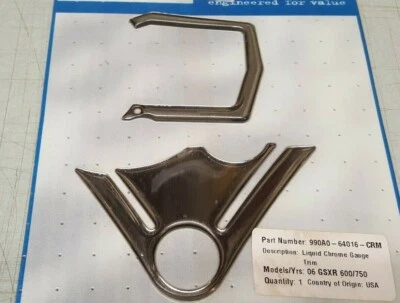 OEM Suzuki GSXR 600/750 Chrome Gauge Trim 990A0-64016-CRM *NEW* Genuine - Image 1 of 3