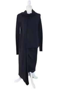 BNWT $645 Sonia Speciale Commessa Dress Black Draping Stretch Long Sleeve 44 - Picture 1 of 6