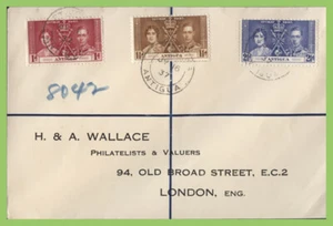 Antigua 1937 KGVI Coronation set on registered cover - Picture 1 of 2
