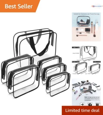 Juego de bolsas de maquillaje transparentes organizador de viaje aprobado por la TSA 6 piezas PVC ecológico Foto 1 de 4
