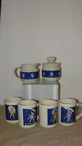 (4) MORTON SALT CUP / MUGS - W/ CREAM & SUGAR BOWL - Picture 1 of 3