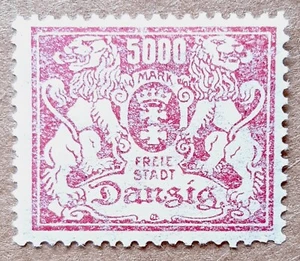 Stamps, Free City of Danzig: Danzig Mi 152. Issued 07/1923. Error/s - Picture 1 of 2