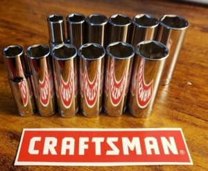 CRAFTSMAN 12 pc Deep 3/8 SAE METRIC MM 6pt ratchet wrench socket set - Picture 1 of 1