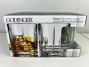 Godinger Royce Set of 4 Crystal Double Old Fashioned Glasses Whiskey - Picture 1 of 5