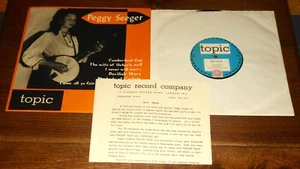 PEGGY SEEGER EPONYMOUS SAMS S/T SELF TITLED UK TOPIC FOLK 10" LP 1957 W/ INSERT - Picture 1 of 9