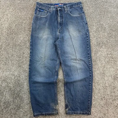 Pantalones de mezclilla DNM Attitude vintage para hombre 36x32 azul bolsillo cargo Jnco Southpole holgados Foto 1 de 4