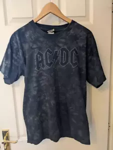 Rare Vintage 90s ACDC Back in Black Single Stitch Liquid Blue Tee Made in USA -M - Picture 1 of 6