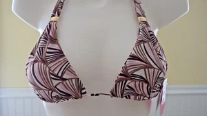 Neu mit Etikett Cia Maritima braun/pink tropisch brasilianisches Bikini-Top nur Größe Small - Bild 1 von 6