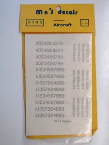 M n'J Designs 1:72 & 1:144 Scale Aircraft Number Decal Sheet # 703 - Picture 1 of 2