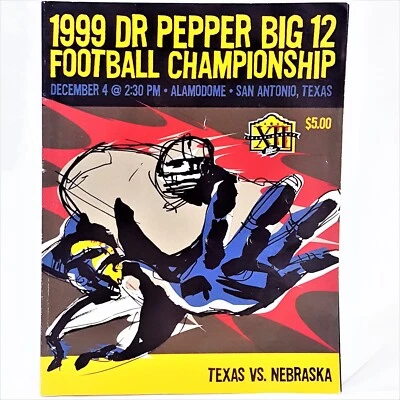 1999 TEXAS LONGHORNS NEBRASKA CORNHUSKERS BIG 12 FOOTBALL CHAMPIONSHIP PROGRAM - Image 1 of 4