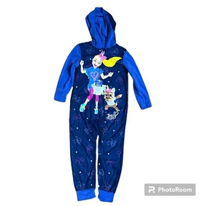 JoJo Siwa Girls Hoodie Blanket Union Suit Pajamas 6 Blue One-Piece - Picture 1 of 2