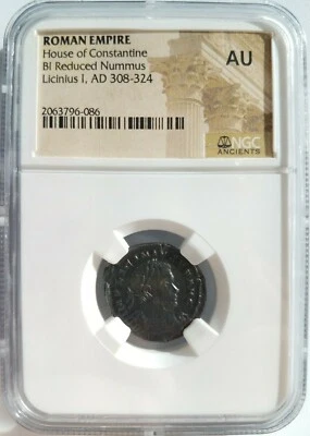 Licinio I Imperio Romano Billón Nummus NGC AU Antigua Casa César de Constantino Foto 1 de 4