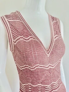 Missoni M Mono Zig Zag Pantalón Vestido Mameluco Rosa Sin Mangas Coral Tejido IT 38 40 XS S⏰ - Imagen 1 de 18