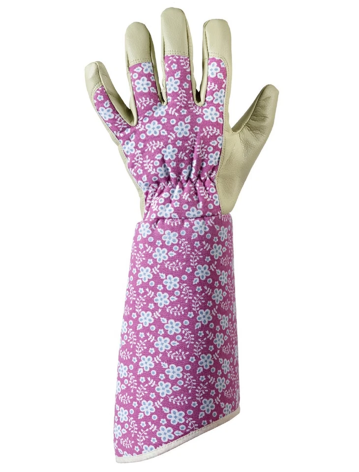 Womens/Ladies Falling Flower Gauntlet Gardening Gloves Floral Print Medium - Image 1 of 1
