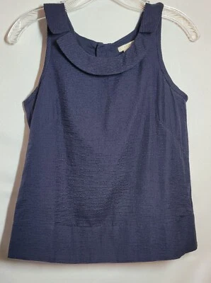 Top para mujer J Crew talla 0 azul sin mangas estilo sin mangas detalle escote mezcla nuevo con etiquetas Foto 1 de 4
