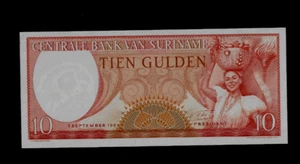 SURINAME( 1 )BANK NOTE 10 GULDEN 1 . 9 . 1963 P 121 UNCIRCULATED - Picture 1 of 2