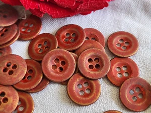 Lot 24 boutons rouge doré en métal couture effet usé 1,5 cm ref 717 - Picture 1 of 2