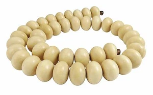 Ambaba-White Beads Size Rondelle Approx. 0 19/32x0 3/8in Nature Wood Cord - Picture 1 of 1