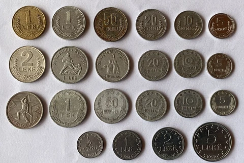 4 set 22 pcs coins  albania 1957, 1964,1969,1988,1989, used Cover