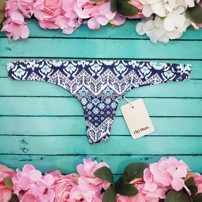 RHYTHM Uluwatu Thong Swim Bottom Large L NEW Blue White Bikini - Image 1 of 4