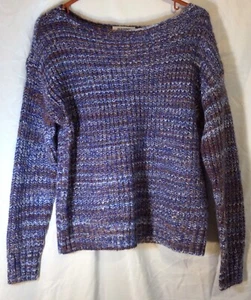 Antiguo Suéter Azul Marino Acogedor Tejido Mármol Púrpura S Suave Textura Boho Informal Otoño Invierno - Imagen 1 de 9