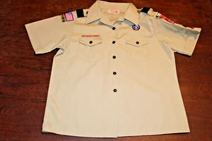 Boy Scouts of America BSA Women's Shirt Tan X-Large Glued Patches Short Sleeve - Picture 1 of 4