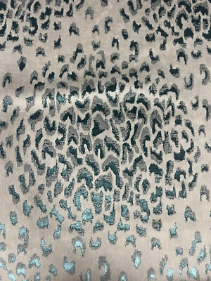 Leaving Soon: 3.625 yds Peacock Metallic Leopard Print Medallion Velvet - Image 1 of 4