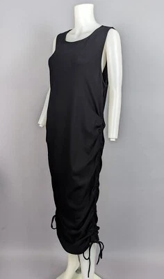 H&M Mama NWT Maternity Black Sleeveless Midi Dress Ruched Tie Sides XXL 2XL NEW - Image 1 of 4