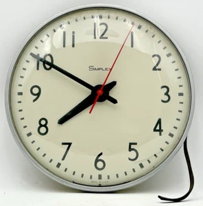 SIMPLEX 7745 804-009 SCHOOL CLOCK 13.5" ACROSS GLASS BUBBLE DOME CUT CORD - Picture 1 of 10