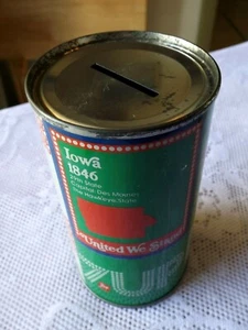 VINTAGE 7-UP IOWA SODA CAN BANK * BICENTENNIAL 1976 STEEL CAN * - Picture 1 of 9
