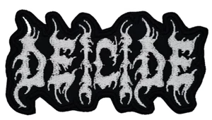 DEICIDE WHITE LOGO (shaped border) EMBROIDERED PATCH - Picture 1 of 2