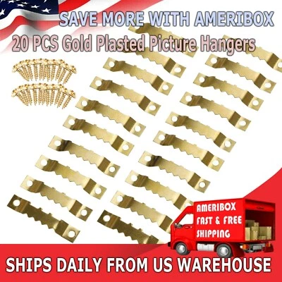 20x Sawtooth Picture Frame Wall Hangers Hardware Hanging Set with 40 Screws - Image 1 of 4