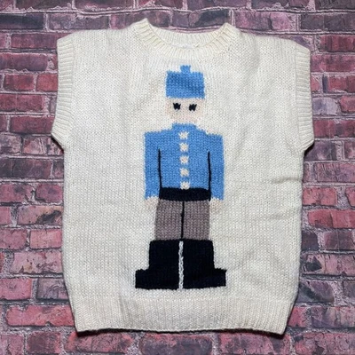 Suéter Chaleco Vintage Jantzen Años 80 Sin Mangas Juguete Soldado Tejido a Mano Talla Mediana Foto 1 de 4