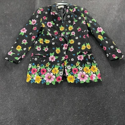 Blazer floral para mujer SAKS FIVE AVENUE colección folio talla 10 negro Foto 1 de 4