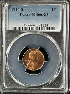 Lincoln Wheat 1946-S 1C RD un centavo graduación profesional MS66RD 61291224 - Imagen 1 de 2