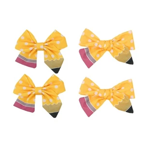 2PCS Yellow School Theme Hair Clip Student Girl Hair Bows for Teacher Student - Picture 1 of 10