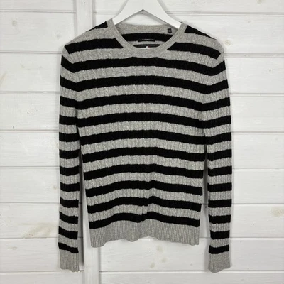 SUPERDRY Jumper Womens Size Medium Grey Black Wool Cashmere Blend Cable Knit - Image 1 of 4