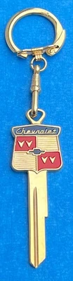 Yellow Gold CHEVROLET Badge Crest Key Blank BOW TIE Chevy NOS B-10 1935-1966 - Image 1 of 2