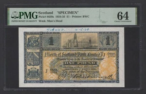 Scotland One Pound 1-3-1935 PS639s "Specimen" Uncirculated Grade 64 Top Pop - Picture 1 of 2