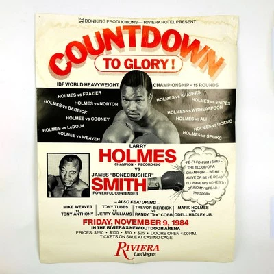 1984 Larry Holmes vs James “Bonecrusher” Smith Boxing Poster – Riviera Las Vegas - Image 1 of 4