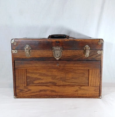 Antique Vintage Star Oak Machinist Tool Chest, 7 drawer With Key - Image 1 of 4